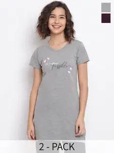 Duchess Pack Of 2 Printed Longline Lounge Tshirts