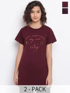 Duchess Pack Of 2 Printed Longline Lounge Tshirts