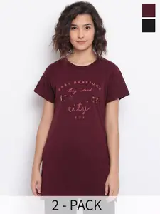 Duchess Pack Of 2 Printed Longline Lounge Tshirts