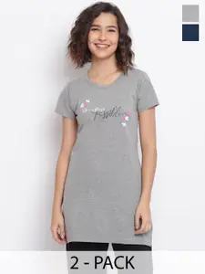 Duchess Pack Of 2 Printed Longline Lounge Tshirts