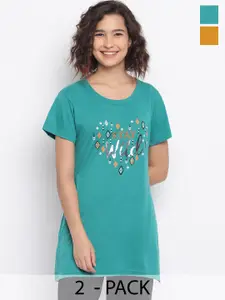 Duchess Pack Of 2 Printed Longline Lounge Tshirts