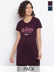 Duchess Pack Of 2 Printed Longline Lounge Tshirts