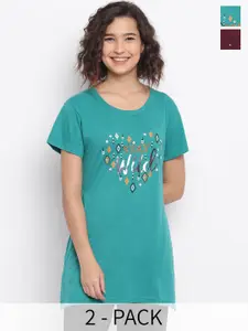 Duchess Pack Of 2 Printed Longline Lounge Tshirts