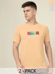 Technosport Pack Of 2 Printed Rapid Dry Anti Static Sports T-Shirts