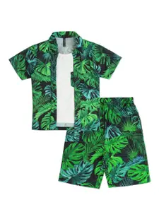 earth conscious Boys Printed Pure Cotton T-shirt With Shirt & Short