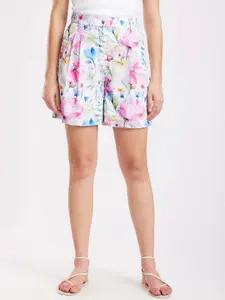 FableStreet Women Floral Printed Loose Fit High-Rise Shorts