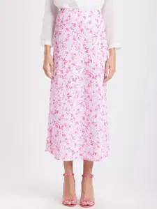 FableStreet Floral Printed Midi A-Line Skirt