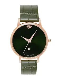 MONT NEO Men Printed Dial & Leather Bracelet Style Straps Analogue Watch G1034E-L3314