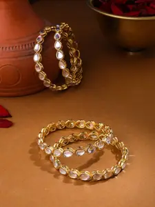 NVR Women Set Of 4 Gold-Plated Kundan Studded Traditional Bangles