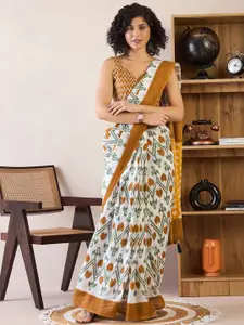 Saree mall Ethnic Motifs Poly Cotton Ready To Wear Ikat Saree