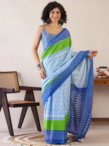 Saree mall Poly Cotton Ready to Wear Ikat Sarees