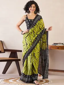 Saree mall Ethnic Motifs Poly Cotton Bagh Ready To Wear Saree