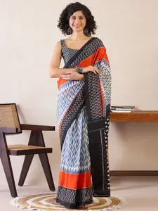Saree mall Poly Cotton Ready to Wear Ikat Sarees