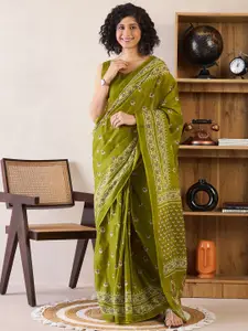 Saree mall Floral Pure Cotton Ready to Wear Bagru Sarees