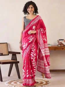 Saree mall Ethnic Motifs Poly Cotton Ready to Wear Bagru Sarees