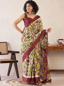 Saree mall Poly Cotton Ready to Wear Ikat Sarees
