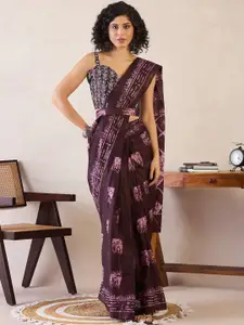 Saree mall Poly Cotton Ready To Wear Bagru Saree