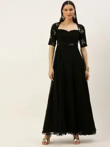 Ethnovog Sweetheart Neck Georgette Maxi Dress