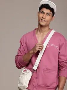 WROGN Minimal Embroidery Open Front Sweatshirt