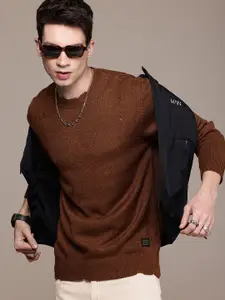 WROGN Cable Knitted Minimal Distressed Pullover Sweaters