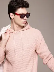 WROGN Self Design Hooded Pullover Sweater