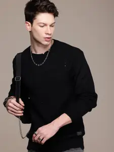 WROGN Cable Knitted Minimal Distressed Pullover