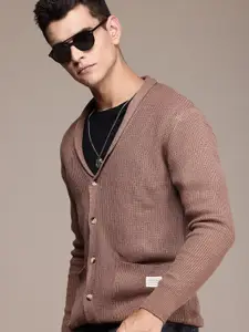 WROGN Self Design Shawl Collar Comfort Fit Cardigan