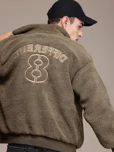 WROGN Typography Applique Detailing Fleece Bomber Jacket