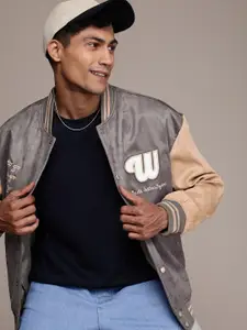 WROGN Typography Embroidered Oversized Varsity Jacket