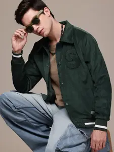 WROGN Pure Cotton Embroidered Detail Corduroy Varsity Jacket