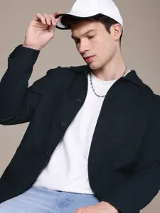 WROGN Spread Collar Comfort Fit Pure Cotton Tailored Jacket