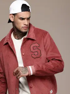 WROGN Pure Cotton Embroidered Detail Corduroy Varsity Jacket