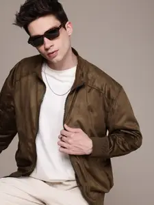 WROGN Relaxed Fit Velvet Finish Bomber Jacket