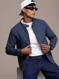 WROGN Pure Cotton Band Collar Tailored Jacket