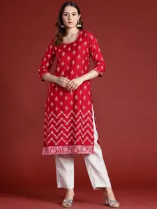 Anouk Floral Print Embroidered Kurta