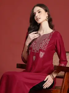 Anouk Ethnic Motifs Yoke Design Mukaish Kurta