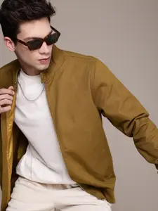 WROGN Pure Cotton Comfort Fit Band Collar Bomber Jacket