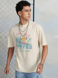 HIGHLANDER Printed Round Neck Oversized Cotton T-shirt