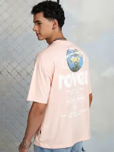 HIGHLANDER Typography Printed Drop-Shoulder Sleeves Relaxed Fit Cotton T-shirt