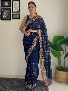 Anouk Ethnic Motifs Sequinned Pure Georgette Saree