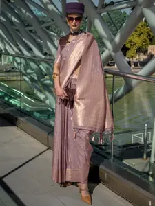 Mitera Ethnic Motifs Zari Banarasi Saree With Blouse Piece