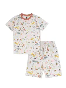 earth conscious Boys Conversational Printed Pure Cotton T-shirt With Short