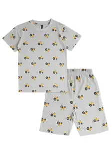 earth conscious Boys Floral Printed Pure Cotton T-shirt With Short