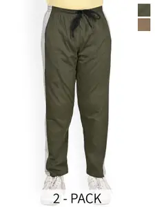 BAESD Boys Pack Of 2 Mid Rise Contrasting Side Panel Detail Pure Cotton Regular Track Pant