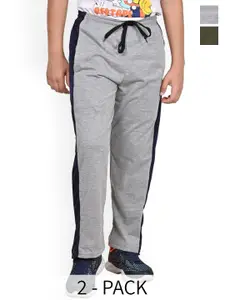 BAESD Boys Pack of 2 Contrasting Side Panel Pure Cotton Regular Lower Track Pant