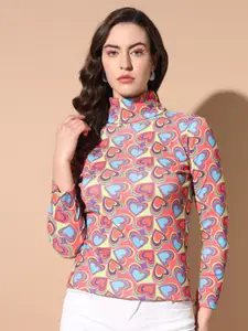 TANDUL Turtle Neck Floral Printed Pullover