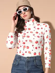 TANDUL Turtle Neck Long Sleeves Printed Pullover