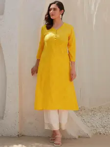 Biba Floral Embroidered Sequins A-Line Kurta