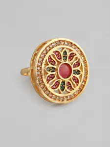 Anouk Gold-Plated Stones-Studded Adjustable Finger Ring