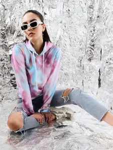 TANDUL Tie & Dye Printed Hooded Pullover Sweatshirt
